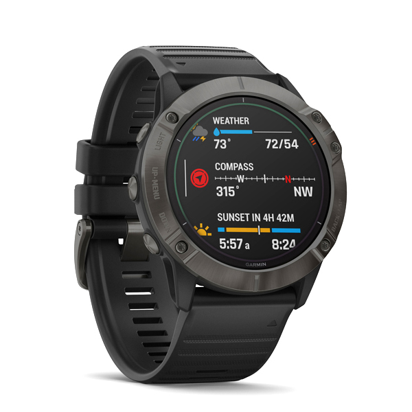UCOMM | Garmin Fenix 6X Pro Solar Titanium Carbon Gray DLC With Black Band